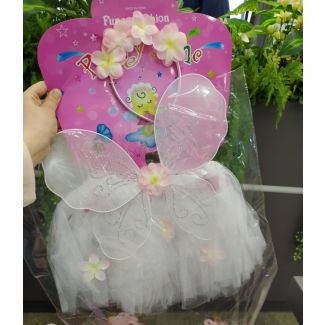 88/3 فستان تنكري فراشة ابيض (تنورة+طوق ورد +فراشة)