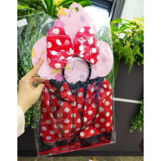  88/1فستان تنكري بناتي تنورة وطوق احمر  ميكي ماوس 