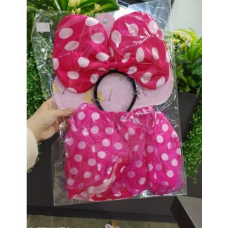  88/2فستان تنكري بناتي تنورة وطوق كبير فوشي  ميكي ماوس 