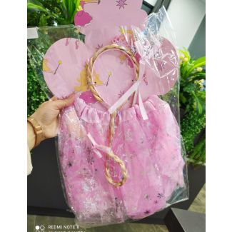 فستان تنكري بناتي مع تنورة  اميرة دزني مع جدلة شعر 88/5 - زهري