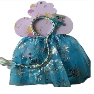 فستان تنكري بناتي مع تنورة  اميرة دزني مع جدلة شعر 88/5 ازرق