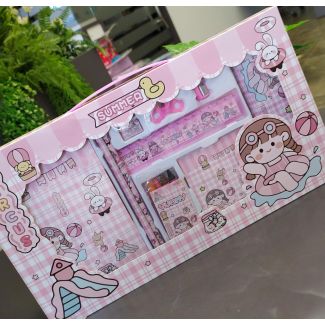 طقم قرطاسية مستطيل زهر(بنوتة والعاب ) 8/5-SUMMER