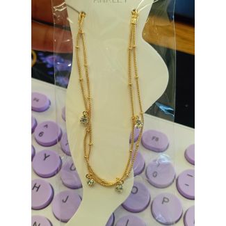 خلخال - رفيع مع اربع خرزات دهبي 9/2 (set - 15)