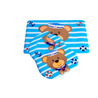 طقم مريلة للاطفال 22/17 (دبدوب- ازرق)