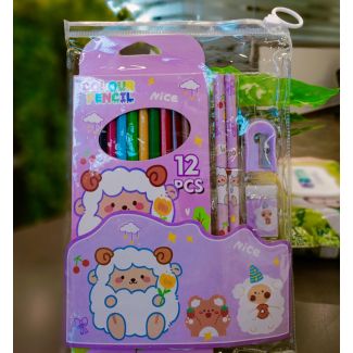 مجموعة قرطاسية مع الوان -5 قطع-8/3