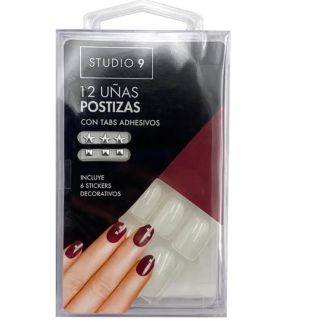 اظافر اصطناعية ابيض شفاف مع سترس 9/9  