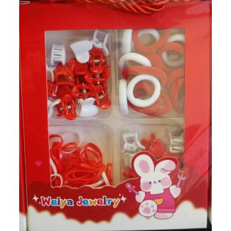 بكل اطفال وملاقط شعر لون احمر 14/1