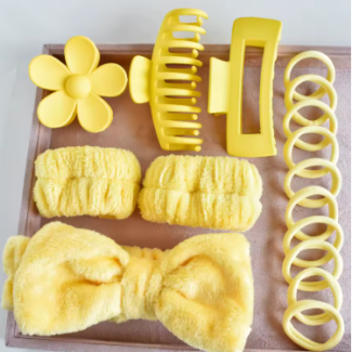 طقم بكل وملاقط شعر 79/59 - اصفر