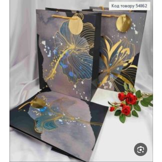 اكياس هدايا صغير 91/3 اسود وذهبي وردة 