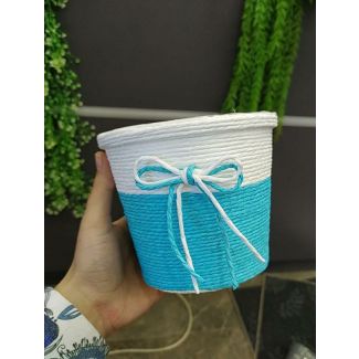 سلة خيش 56/2 لون ابيض وازرق