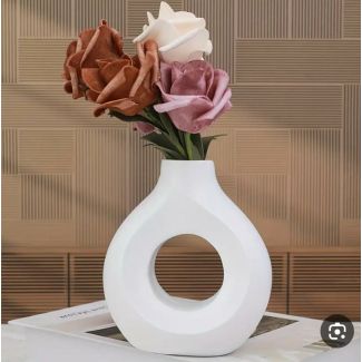 فازة بلاستيك 7/131 ديكور/ دائرية - صغيرة - ابيض