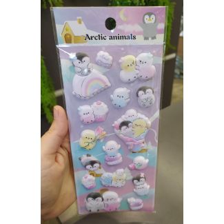3D (ستكرز اطفال (بطريق /كب كيك/غيمة 6/30-ARCTIC ANIMAL-(SET 3)