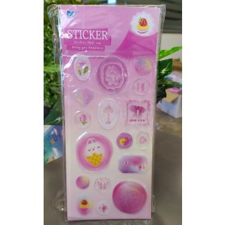 ستكرز اطفال 37/1 دبدوب ووردة وفيونكة لون زهري 