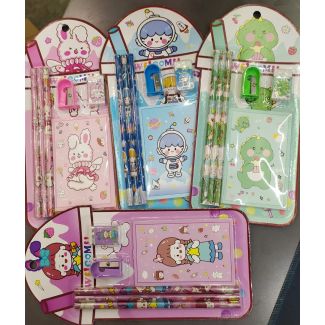 طقم قرطاسية صغير(دفتر نوت/محاية/براية/قلام) 7/23