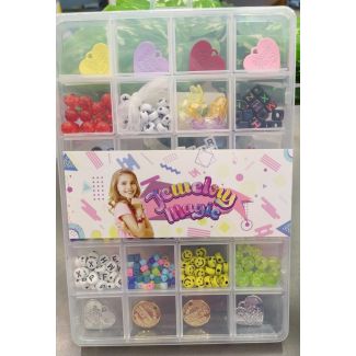 علبة خرز مستطيل (مع تعليقة شكل قلب ودائرة) 32/16