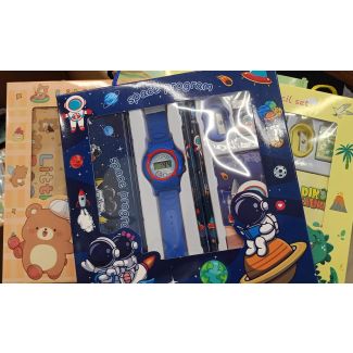 طقم قرطاسية مع ساعة 7/24