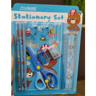 طقم قرطاسية مع مقص  40/11- ازرق/دبدوب 