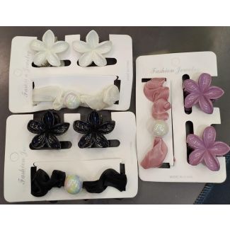 18/17 كرت ملاقط وردة وربطة شعر مع خرزة لولو