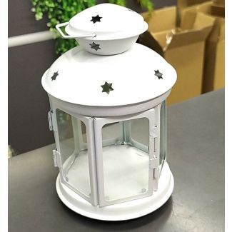 فانوس معدن 4/14 حجم وسط باللون الابيض