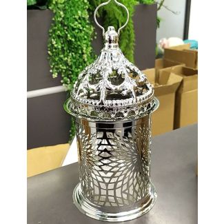  فانوس معدن 4/5 مزخرف باللون الفضي الحجم الوسط-SILVER