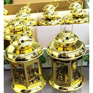 فانوس معدن 4/9 ذهبي مزخرب بالنجوم