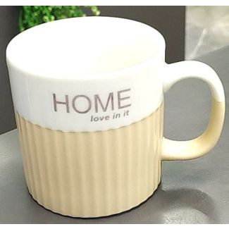 مج زجاج ابيض وبيج 20/17-HOME LOVE IN IT