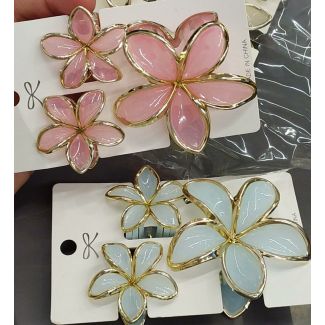 ملاقط شعر 3 قطع ملون وذهبي 22/3