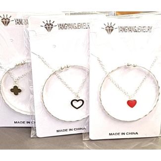 طقم اكسسوار بناتي فضي 66/1 قلب وفان كليف SILVER SET 02