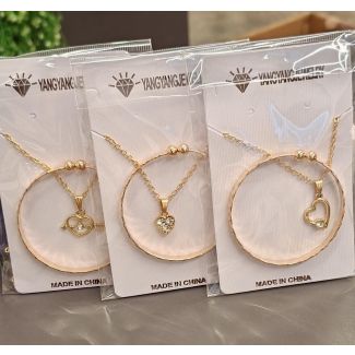 طقم اكسسوار بناتي ذهبي 66/1  قلوب GOLD SET 04