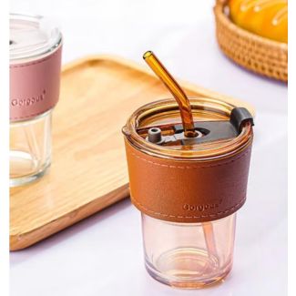 مج زجاج شفاف 8/121 مع حزام جلدي