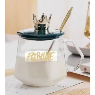 مج زجاج شفاف مع معلقة/كوين 8/123 