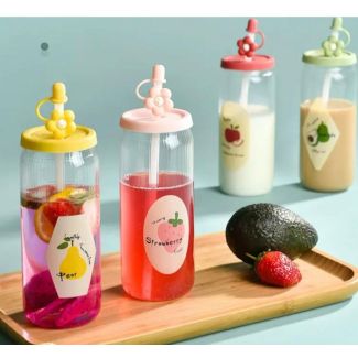 مج زجاج شفاف 8/164 غطا سليكون /خضروات وفواكه