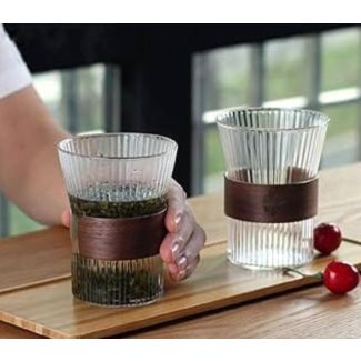 مج زجاج شفاف مع خشب بامبو 8/128 BAMBOO