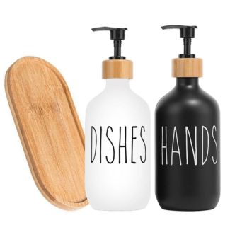 علب سائل يدين وجلي ثنائي 8/118 مع قاعدة خشبية