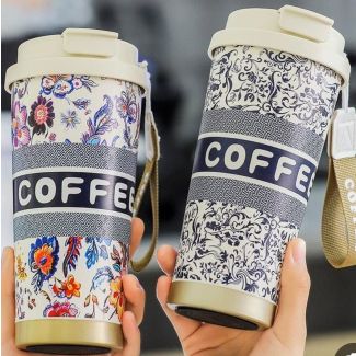 تيرموس قهوة ستانليس حافظ حرارة 1/1 ورود