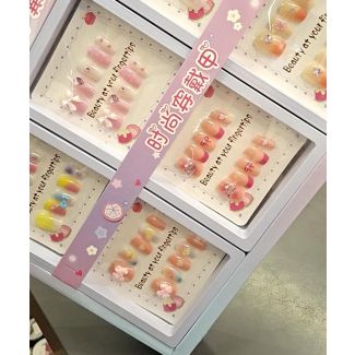 اظافر اطفال ملونة رسومات اطفال كيوت(قوس قزح/فيونكة) 69/15