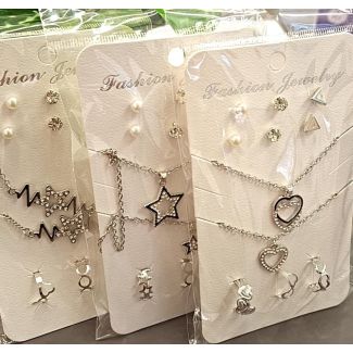 طقم اكسسوار فضي 100/1 نبض /قلوب/نجوم