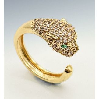 خواتم ذهبية بتصميم راس نمر 30/18