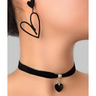 طقم سنسال اسود وحلق قلب 3/536+3/537