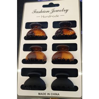 ملقط شعر 6 ملاقط 139/4  - اسود وبني - SET 14