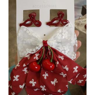 بكلة شعر كرزة مع ملقطين 20/2