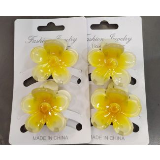 ملقط شعر ثنائي صغير وردة اصفر 139/6   