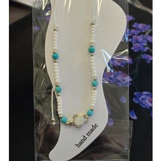 خلخال  احجار ازرق وابيض 4/7 (SET - 07)