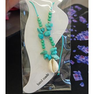 خلخال  احجار ازرق وصدفة  4/5 (SET - 05)