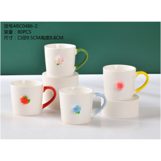 مج كبير وردة 68/1- ابيض يد ملونة 