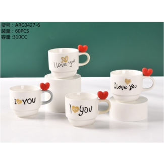 مج ابيض قلب احمر  -LOVE YOU - 68/96