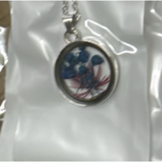 قلادة مستديرة زهرة بنفسجي المجففة   (39/17) 