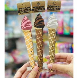 مسطرة خشب 12 سم شكل بوظة / 