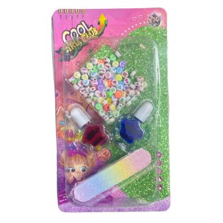 مجموعة خرز حروف لصنع الاساور والسلاسيل الملونة مع مناكير ومبرد