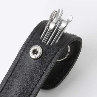 مجموعة تنظيف الاذن 6 قطع مع جزدان